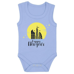Happy New Year Dubai Baby Onesie – Sleeveless Soft Cotton Bodysuit for Celebrations