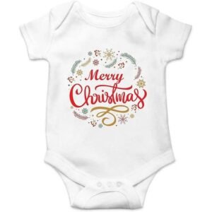 Merry Christmas Baby Onesie – Unisex 100% Cotton Bodysuit for Festive Holiday Outfits