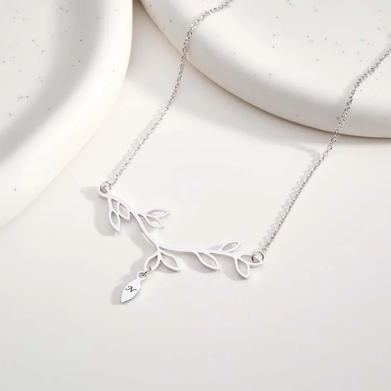 Womens Girls Bird Leaf Silver Chain Necklace