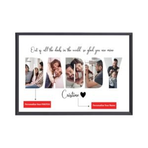 Customizable Father's Day A4 Photo Frame – Best Dad Ever Gift with Name and Photos for Wall Decor