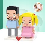 custom dad and daughter brick figure