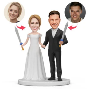 Bride Sword Fighting Bobblehead caketopper