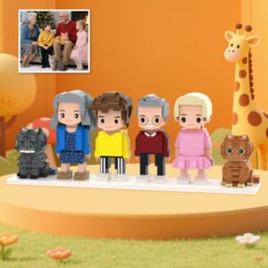 Brick Figures of 4 People & 2 Cats