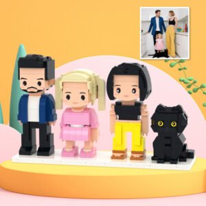 Brick Figures of 3 People and 1 Cat