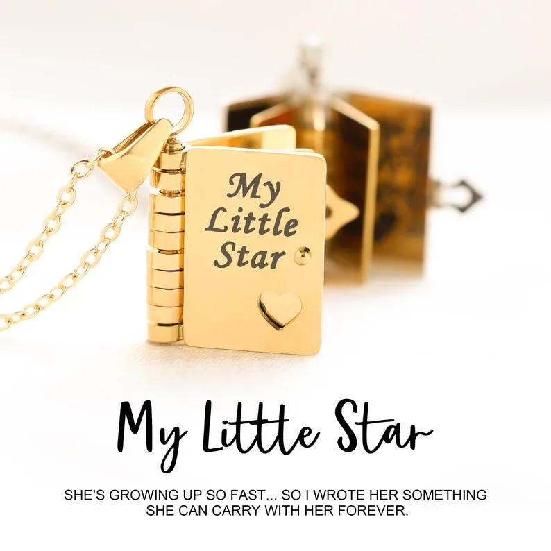 Personalized Star Book Necklace
