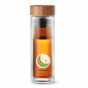 Ramadan Double-Wall Glass Bottle | Bamboo Lid with Tea Infuser Eco-Friendly Drinkware