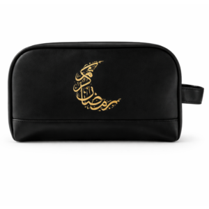 Ramadan Twill Fabric Utility Pouch | PU Leather Handle & Zippered Compartments
