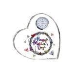 crystal clock gift for mom heart shape