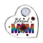 elegant heart crystal clock for mother