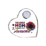 heart shaped glass clock gift mom