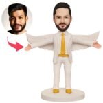 Male White Suit with Wings Custom Bobblehead