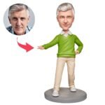 Personalized Casual Man Green Outfit Bobblehead