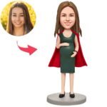 pregnant supermom red cape custom bobblehead