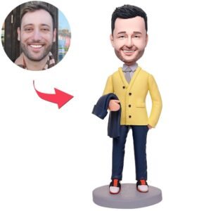 Fashion Man Holding Clothes custom bobblehead