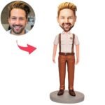 Man Brown Overalls Custom Bobblehead