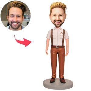 Man Brown Overalls Custom Bobblehead