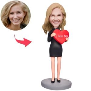 Woman Holding Love Heart Bobblehead