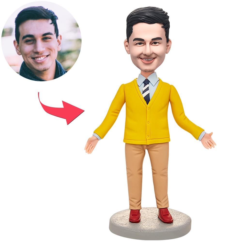 Yellow Suit Modern Man Custom Bobblehead - printshop4me.ae Yellow Suit Modern Man Custom Bobblehead