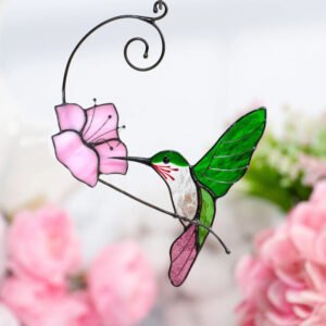 Sun Catcher Glass Birds with Flower