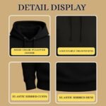 Elastic ribbed cuffs - printshop4me.ae "Close-up detail display of black Spain football hoodie showing solid color pullover, adjustable drawstring hood, elastic ribbed cuffs, and elastic ribbed hem."