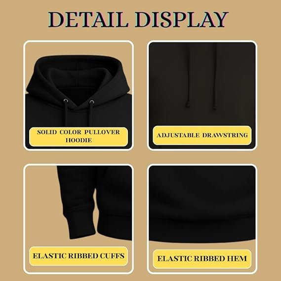 Elastic ribbed cuffs - printshop4me.ae "Close-up detail display of black Spain football hoodie showing solid color pullover, adjustable drawstring hood, elastic ribbed cuffs, and elastic ribbed hem."