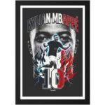 Kylian Mbappé France football player photo frame featuring number 10 jersey, France flag colors, flame effects, and soccer-themed wall art design.