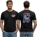 France football player men's black dry-fit T-shirt featuring a small France 2026 front logo and large Mbappé-inspired number 10 soccer graphic on the back.