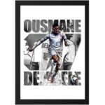 Ousmane Dembélé France football player photo frame featuring action soccer artwork, number 7 jersey, monochrome background, and football-themed wall decor.