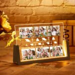 XHD5238jpg - printshop4me.ae Personalized acrylic LED night light featuring a custom collage of family photos with the word "NANA," heartfelt appreciation message, and engraved names. The clear acrylic panel is illuminated by a warm LED wooden base, creating a cozy glow that beautifully displays cherished memories. A thoughtful personalized gift for Nana, Grandma, Mother's Day, birthdays, Christmas, or family celebrations.