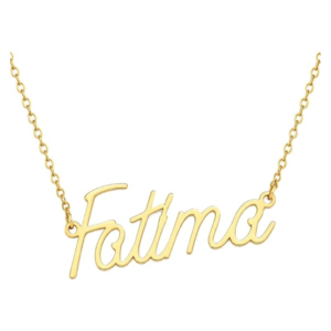 Personalized Name Necklace English Arabic Letter Pendant Gold (Fatima - فاطمة)