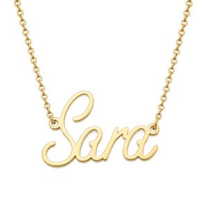 Personalized Gold Name Necklace English Arabic Letter Pendant (Sara - سارة)